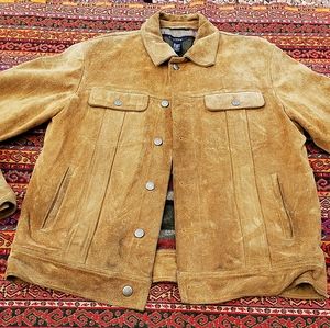 Vintage Mens JCrew Heavy Tan Suede Jacket